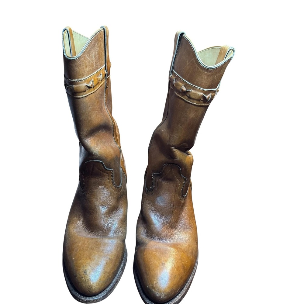 Circle S Boots Mens Size 9 Brown Leather Western Cowboy Pull On Made Brazil 5275